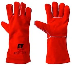 Ft-Safety 0790 Βαμβακερά Γάντια Εργασίας Δερμάτινα Ηλεκτροσυγκολλητή Κόκκινα XL