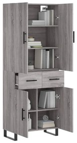 vidaXL Ντουλάπι Γκρι Sonoma 69,5 x 34 x 180 εκ. Επεξεργασμένο Ξύλο
