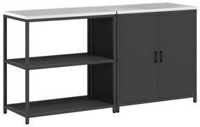 vidaXL Σετ Αποθήκευσης Κουζίνας με ράφι 2 pcs Μαύρο 150 x 50 x 92 εκ.
