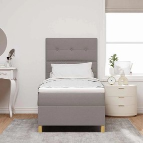 vidaXL LED Κρεβάτι με βάθρο με κεφαλάρι Taupe 90 x 190 cm ύφασμα