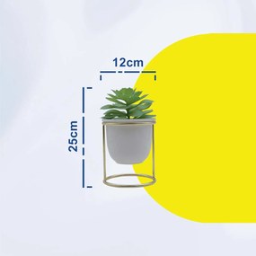 Τεχνητό Φυτό σε Κεραμικό Γλαστράκι σε Μεταλλική Βάση 9.5x18cm