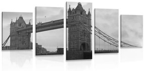 Φωτογραφία 5 τμημάτων Tower Bridge στο Λονδίνο σε ασπρόμαυρο - 200x100