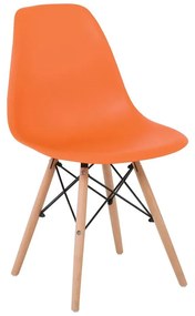 ART Wood Kαρέκλα Τραπεζαρίας - Κουζίνας, Πόδια Οξιά, Κάθισμα PP Πορτοκαλί - 1 Step K/D  46x52x82cm [-Φυσικό/Πορτοκαλί-] [-Ξύλο/PP - PC - ABS-] ΕΜ123,3W