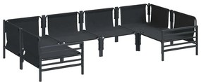 vidaXL Σετ Καναπέ Κήπου με μαξιλάρι 6 pcs Μαύρο Ατσάλι