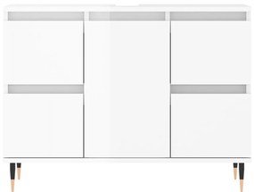 Ντουλάπι Μπάνιου Γυαλ. Λευκό 80 x 33 x 60 εκ. από Επεξεργ. Ξύλο - Λευκό