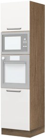 Επιδαπέδιο ντουλάπι φούρνου ψηλό Modena K23-60-RM-Φυσικό σκούρο - Λευκό γυαλιστερό - 60.00Χ60.00Χ235.00cm
