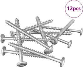vidaXL Ξυλοβίδες 12 pcs Ασημί M6 x 70 χιλ. Ατσάλι