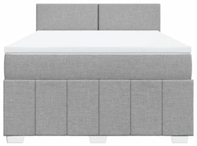 vidaXL Κρεβάτι Boxspring με Στρώμα Ανοιχτό Γκρι 140x190 εκ. Υφασμάτινο