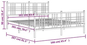 Πλαίσιο Κρεβατιού με Κεφαλάρι&amp;Ποδαρικό Λευκό 160x200εκ. Μέταλλο - Λευκό