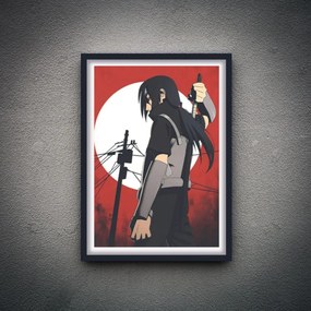 Πόστερ &amp; Κάδρο Itachi Naruto AN017 30x40cm Μαύρο Ξύλινο Κάδρο (με πόστερ)