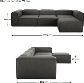 Σύνθεση Σαλονιού 4 Θέσεων Λινό Ανθρακί 295x66x66 cm