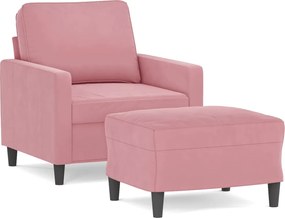 vidaXL Πολυθρόνα Ροζ 60 εκ. Βελούδινη με Υποπόδιο