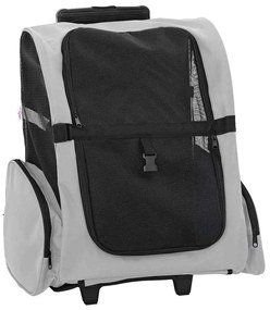 vidaXL Καρότσι Κατοικίδιων 3 σε 1 Γκρι 48x32x57 εκ. από Ύφασμα Oxford