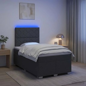 vidaXL Κρεβάτι box spring με στρώμα Σκούρο Γκρι 120 x 200 cm Ύφασμα
