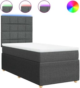 vidaXL Κρεβάτι Boxspring με Στρώμα Σκούρο Γκρι 100x200 εκ. Υφασμάτινο