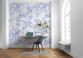 Φωτοταπετσαρία τοίχου με λουλούδια μπλε ρουαγιάλ έτοιμων διαστάσεων R3-034 (3.00M x 280Y)
