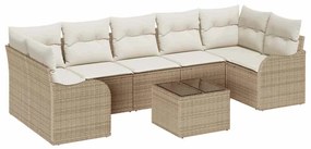 vidaXL Σετ Καναπέ Κήπου με μαξιλάρι 8 pcs Μπεζ, Κρέμα 55 x 55 x 37 εκ