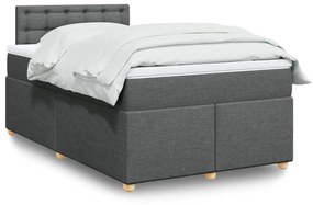 vidaXL Κρεβάτι Boxspring με Στρώμα Σκούρο Γκρι 120x200 εκ. Υφασμάτινο