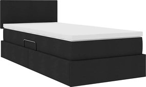 vidaXL LED Κρεβάτι αποθήκευσης με στρώμα Μαύρο 100 x 200 cm Ύφασμα