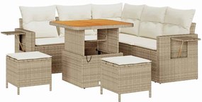 vidaXL Σετ Καναπέ Κήπου με μαξιλάρι με αποθήκευση 8 pcs μπεζ και κρεμ