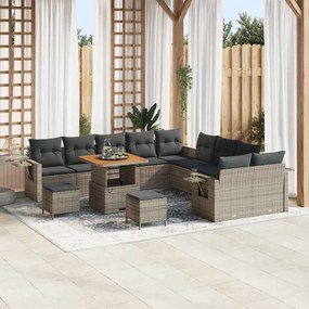 vidaXL Σετ Καναπέ Κήπου 13 pcs Γκρι συνθετικό ρατάν