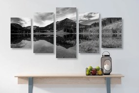 5 μέρη εικόνα λίμνη κάτω από τους λόφους σε μαύρο & άσπρο - 100x50