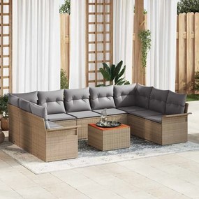 vidaXL Σετ Καναπέ Κήπου 10 pcs Μπεζ, Ανοιχτό Γκρι 55 x 55 x 37 εκ