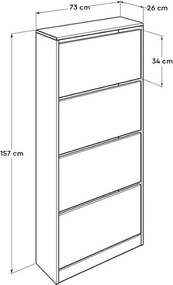 Παπουτσοθήκη Flat Duo Megapap 24 ζευγών χρώμα λευκό 73x26x157εκ.