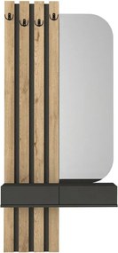 Έπιπλο εισόδου Reyas Megapap χρώμα ανθρακί - sepet oak 90x27x205,6εκ.