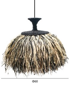 ΦΩΤΙΣΤΙΚΟ ΟΡΟΦΗΣ ORDEM HM4716 ΚΑΠΕΛΟ ΙΝΕΣ SISAL &amp; ΜΠΑΝΑΝΑΣ-ΜΑΥΡΟ &amp; ΦΥΣΙΚΟ Φ60x50Υεκ