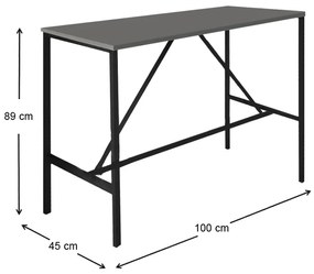Τραπέζι μπαρ - stand Crego Megapap μεταλλικό - μελαμίνης χρώμα ανθρακί - μαύρο 100x45x89εκ.