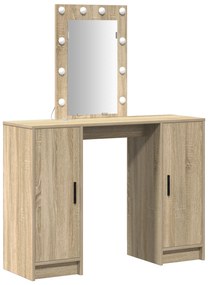 vidaXL Τραπέζι ντυσίματος με LED Φώτα σε δρυό, 102x33x135 cm