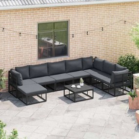vidaXL Σετ Καναπέ Κήπου με μαξιλάρι 8 pcs Μαύρο Αλουμίνιο