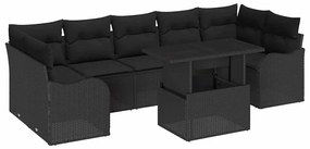 vidaXL Σετ Καναπέ Κήπου 8 pcs Μαύρο 100 x 55 x 73 εκ Πολυ ράταν