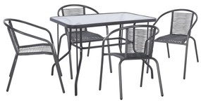 ΣΕΤ ΤΡΑΠΕΖΑΡΙΑΣ 5ΤΜΧ SWIFTER HM21222 ΚΑΡΕΚΛΕΣ ΜΕΤΑΛΙΚΕΣ &amp; ΤΡΑΠΕΖΙ 110x60 ΓΚΡΙ