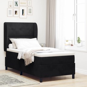 vidaXL Κρεβάτι Box Spring με Στρώμα Μαύρο 100x200 εκ. Βελούδο