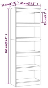 vidaXL Βιβλιοθήκη/Διαχωρισ. Χώρου Γκρι Σκυρ. 60x24x186 εκ. Επεξ. Ξύλο