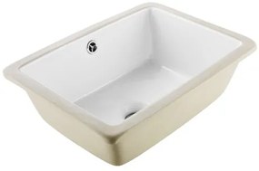 VEVOR Undermount Bathroom Sink, 400 x 305 mm Rectangular White Ceramic Vessel Sink with Overflow Hole, Under Counter Drop in Modern Lavatory Vanity Bath Wash Bowl Basin, Rectangle for Small Space