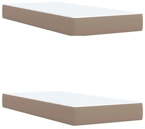 Κρεβάτι Boxspring με Στρώμα Καπουτσίνο 200x200εκ.από Συνθ.Δέρμα - Καφέ