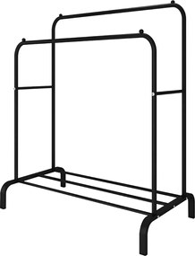 Διπλή Μεταλλική Κρεμάστρα Δαπέδου 110x55x150cm με 1 Ράφι - Μαύρο