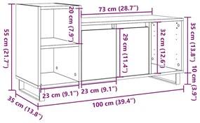 ντουλάπι τηλεόρασης Παλιό ξύλο 100x35x55 cm Κατασκευασμένο ξύλο - Καφέ