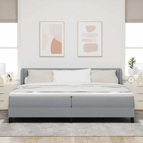 vidaXL Κρεβάτι box spring με στρώμα Ανοιχτό γκρι 200 x 200 cm ύφασμα