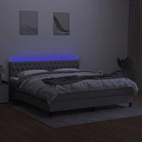 Κρεβάτι Boxspring με Στρώμα &amp; LED Αν.Γκρι 160x200 εκ Υφασμάτινο - Γκρι