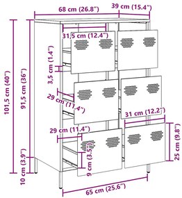Ντουλάπι Ροζ 68 x 39 x 101,5 εκ. από Χάλυβα - Ροζ
