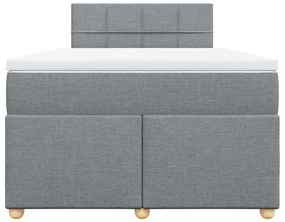 Κρεβάτι Boxspring με Στρώμα Ανοιχτό Γκρι 120x190 εκ. Υφασμάτινο - Γκρι