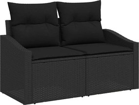 vidaXL Σετ Καναπέ Κήπου με μαξιλάρι 9 pcs Μαύρο Πολυ ράταν