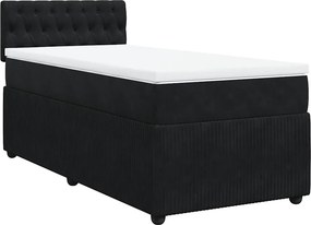 vidaXL Κρεβάτι Boxspring με Στρώμα Μαύρο 80 x 200 εκ. Βελούδινο