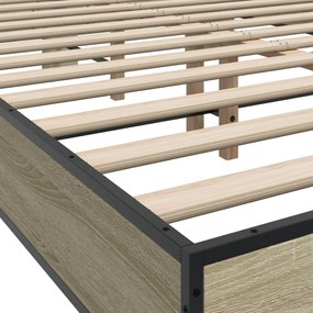 vidaXL Πλαίσιο Κρεβατιού Sonoma Δρυς 120x200 εκ. Επεξ. Ξύλο &amp; Μέταλλο