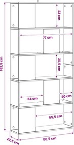 vidaXL Βιβλιοθήκη Μαύρη δρυς 80,5 x 23,5 x 162,5 εκ. PB
