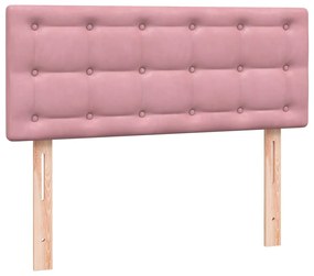 Box Spring κρεβάτι με στρώμα ροζ 120x220 cm Βελούδινο - Ροζ